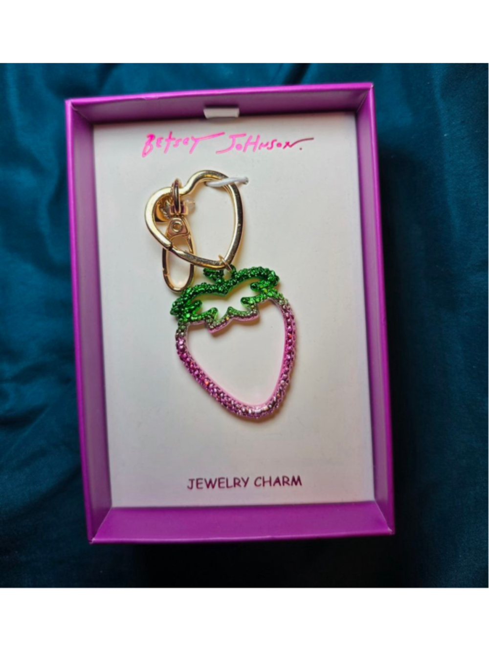 Betsey Johnson Strawberry Charm One Size Pink Green